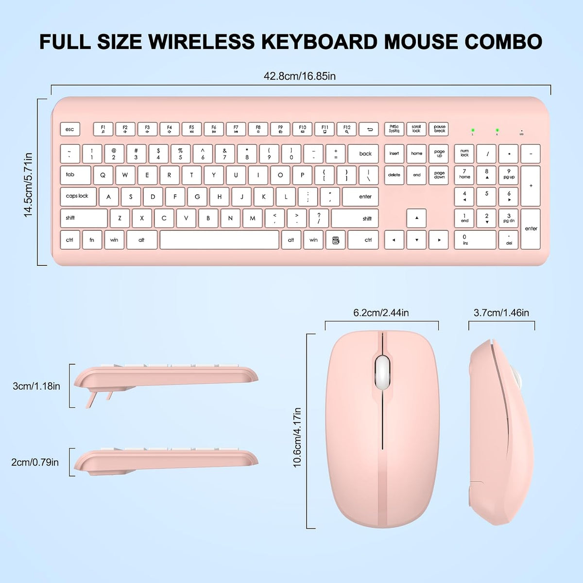 Combo de teclado y mouse inalámbricos, teclado ergonómico silencios...