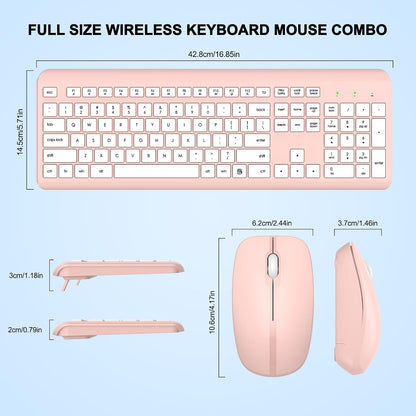 Combo de teclado y mouse inalámbricos, teclado ergonómico silencios...