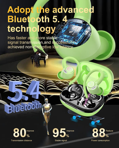 Auriculares inalámbricos, Bluetooth 5.4 Auriculares deportivos sobr...