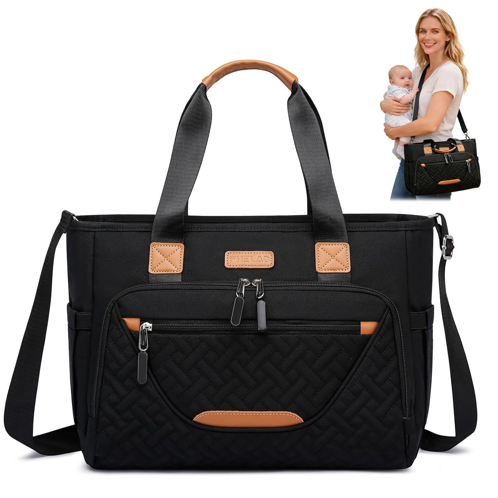 FHELAD Bolsa de pañales para mujer, bolsa de pañales para bebé 16L...