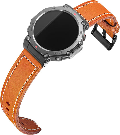 SMITHA Correa de reloj de cuero genuino compatible con Amazfit T-Re...