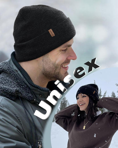 FURTALK Gorro de invierno con forro polar para hombre, doble capa,...