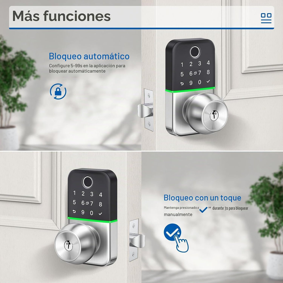 Cerradura de puerta inteligente con teclado y pomo: Cerradura de en...