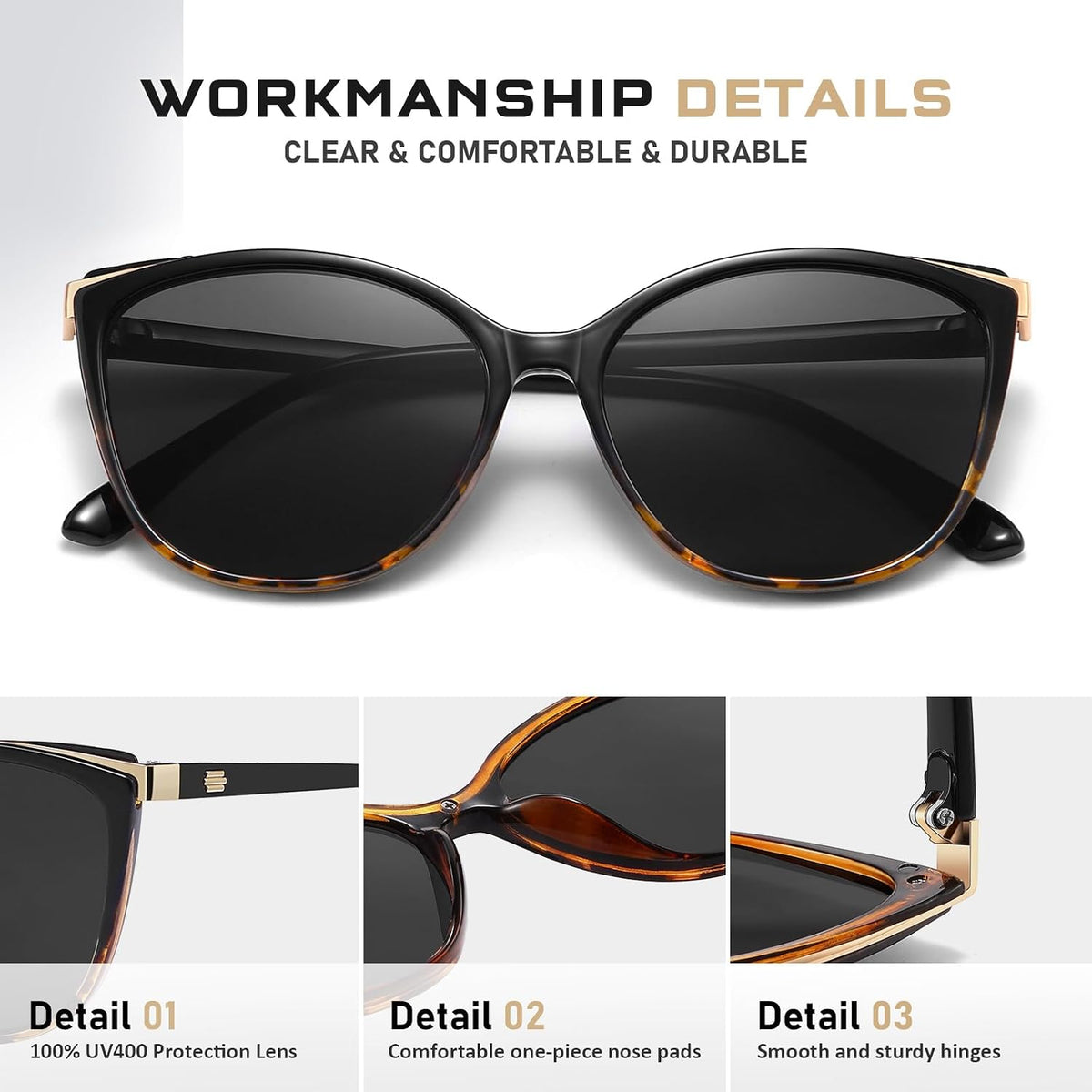 Colrea Gafas de Sol Modernas con Forma de Ojo de Gato para Mujer, E...