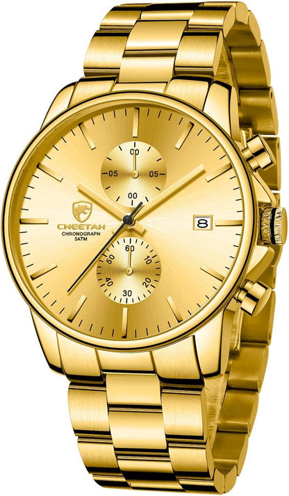 GOLDEN HOUR Fashion Business - Relojes para hombre con cronógrafo,...