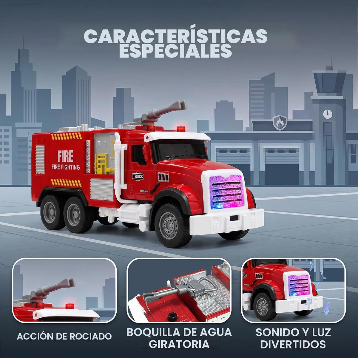 BOFIDAR Paquete de 4 camiones de bomberos y vehículos urbanos de ju...