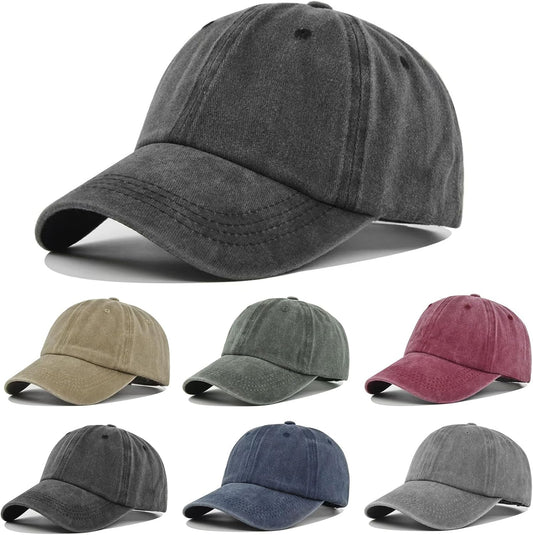 Paquete de 6 gorras de béisbol unisex de algodón lavado vintage, su...