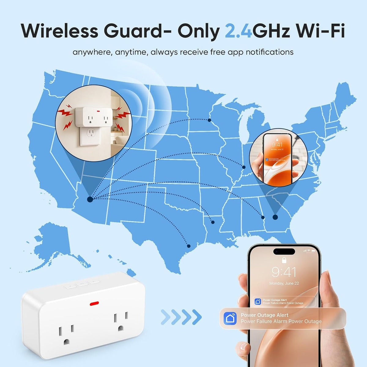 Alarma de falla de energía WiFi, pérdida de energía de la alarma de...