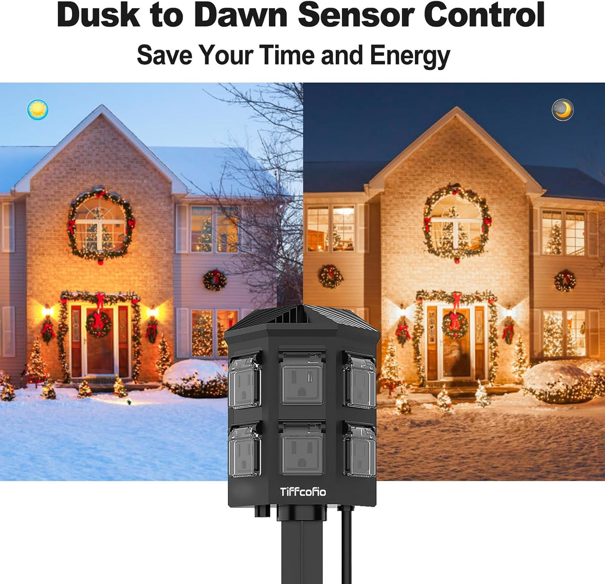 Regleta de alimentación para exteriores con cable de extensión de 1...