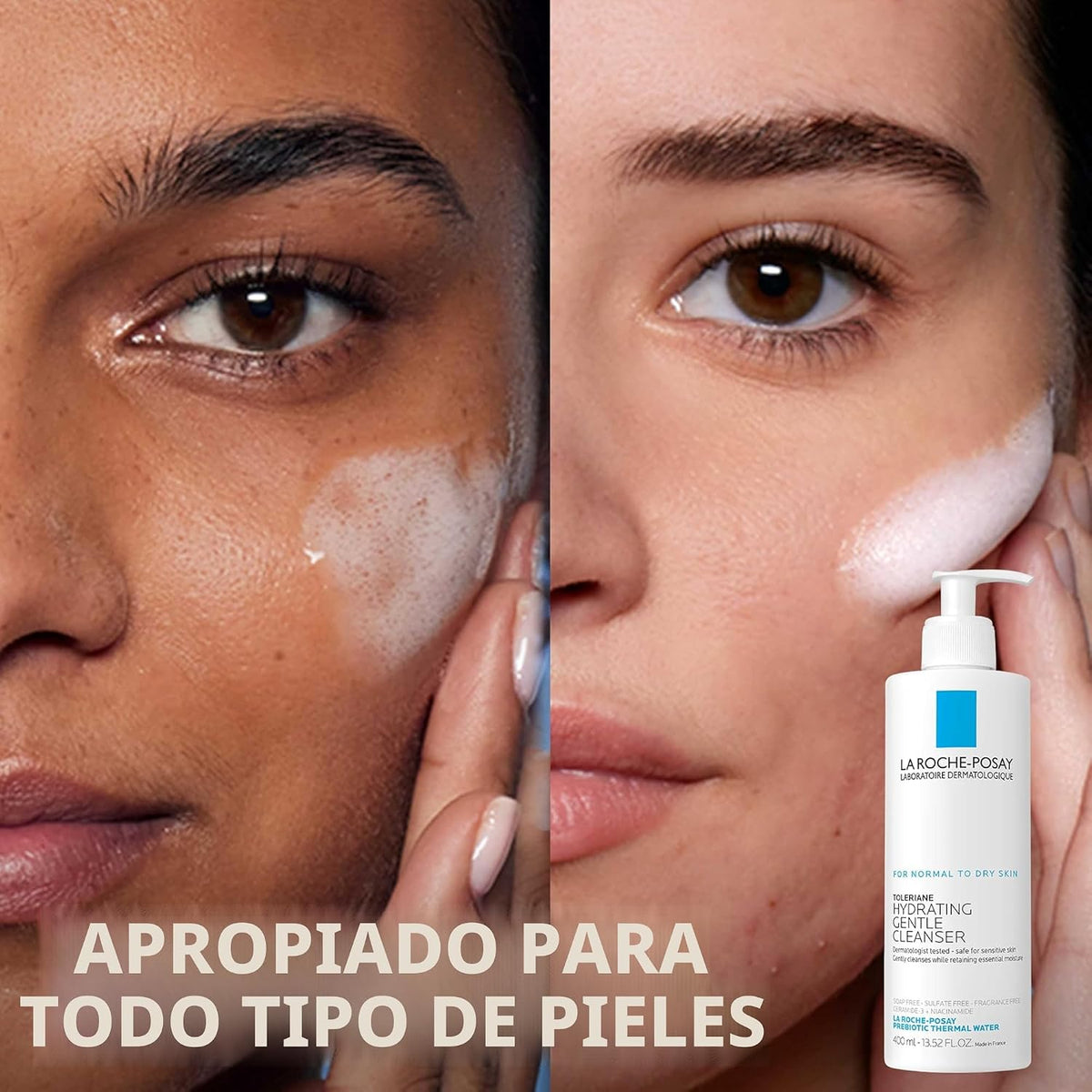 La Roche-Posay Toleriane - Limpiador facial suave e hidratante, lim...