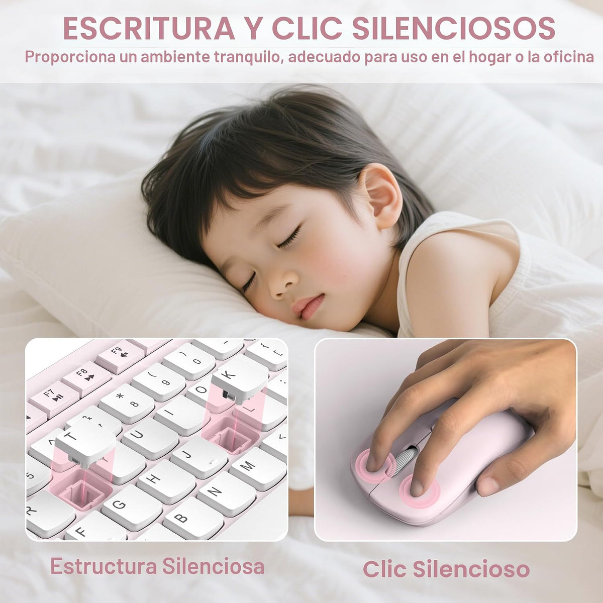 Teclado inalámbrico y mouse combinado silencioso para oficina y hog...