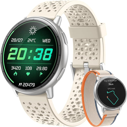 Reloj inteligente para hombres y mujeres, GPS integrado, pantalla A...