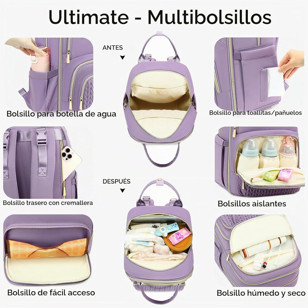 AIJIEKE Mochila para pañales, Mochila para pañales multifuncional g...