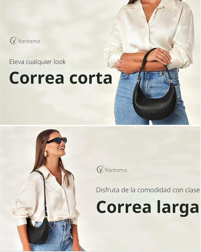 Bolsos Vantamo para mujer con forma de media luna con protección RF...