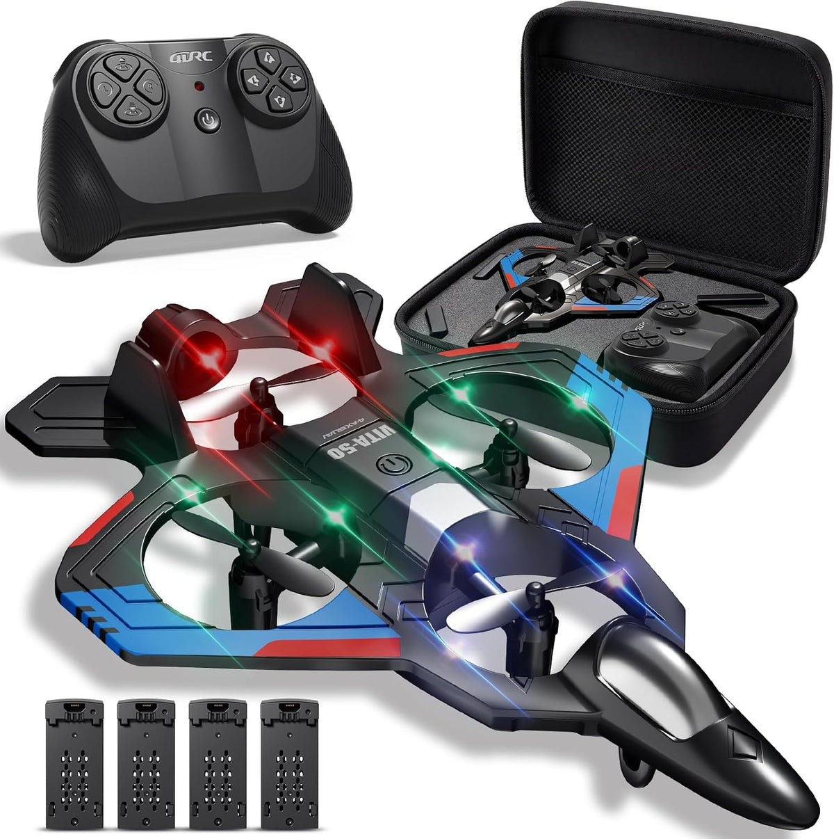4DRC Aviones RC para niños y adultos, color negro, 4 baterías con e...