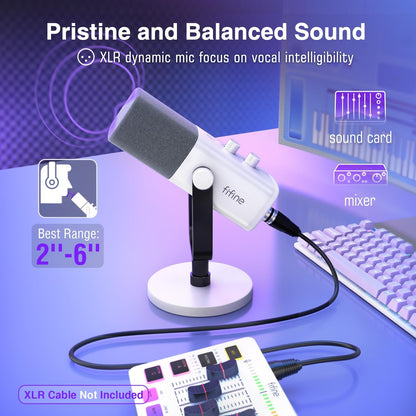 FIFINE AmpliGame AM8W XLR\/Micrófono de juegos USB para transmisión...