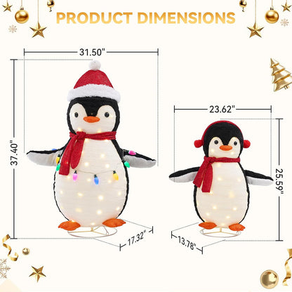 NEWBULIG 2 piezas de pingüino iluminado para exteriores, decoracion...