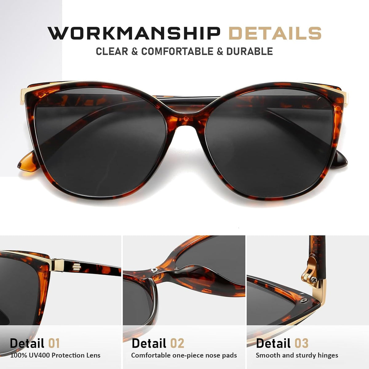 Colrea Gafas de Sol Modernas con Forma de Ojo de Gato para Mujer, E...