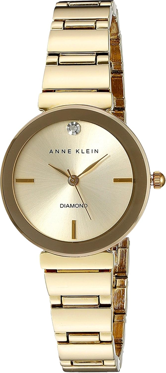 Anne Klein Reloj de pulsera con esfera de diamante genuino para mujer