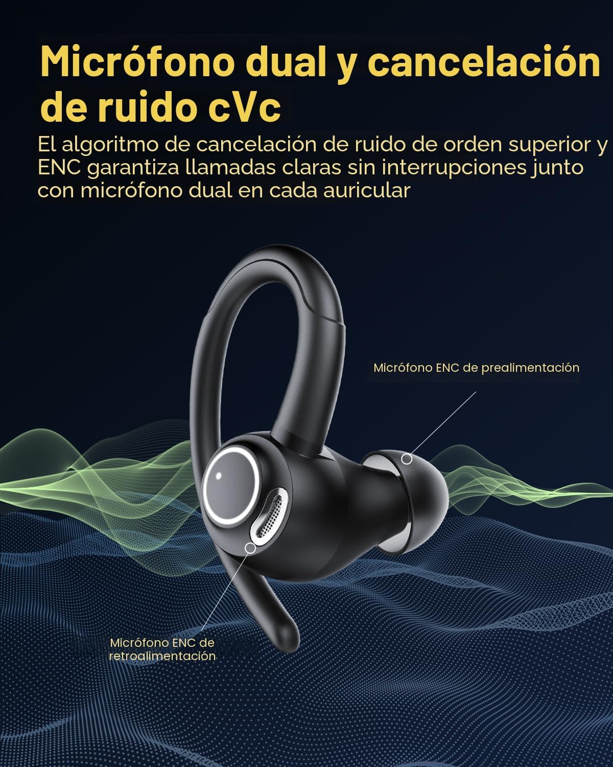 Auriculares inalámbricos, Bluetooth 5.4 Auriculares deportivos sobr...