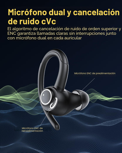Auriculares inalámbricos, Bluetooth 5.4 Auriculares deportivos sobr...