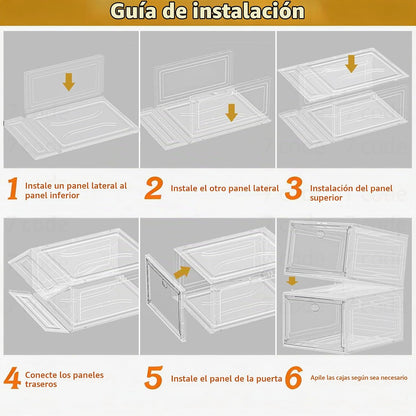 Organizador de zapatos transparente resistente con puerta magnética...