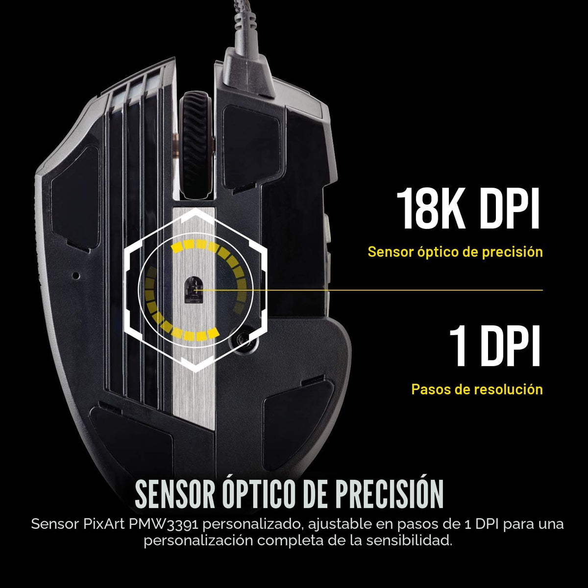 Corsair Scimitar RGB Elite Ratón Gaming MMO MOBA PC con Cable - Neg...