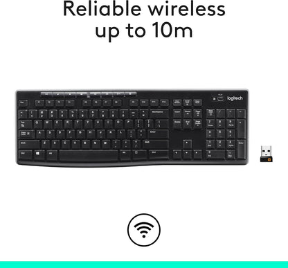 Teclado inalámbrico K270, receptor unificador USB, color negro, Neg...