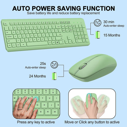 Combo de teclado y mouse inalámbricos, teclado ergonómico silencios...