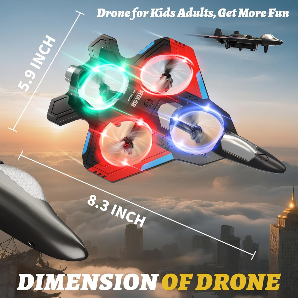 4DRC Aviones RC para niños y adultos, rojo, 4 baterías con estuche...
