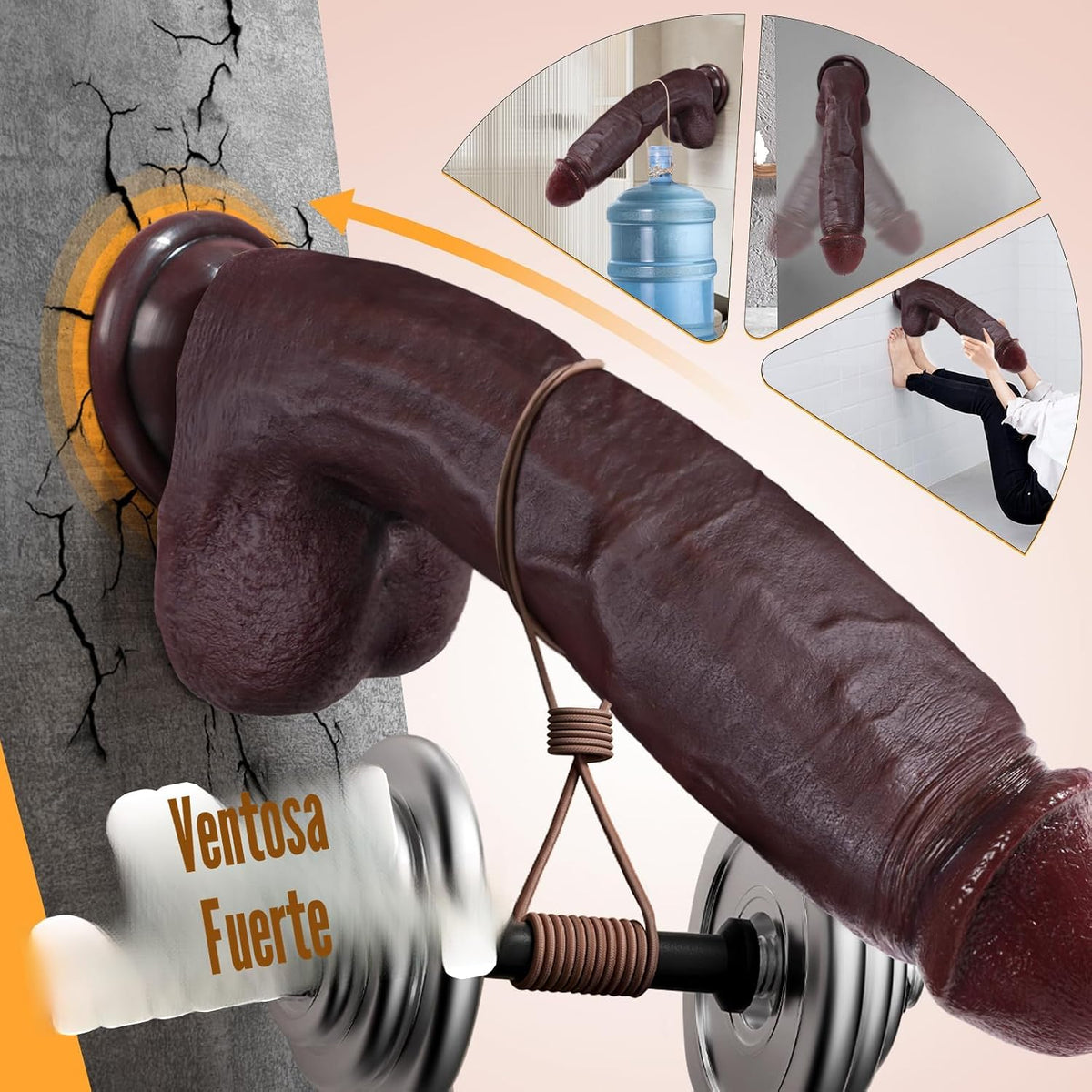 Coocfan 10.8" enorme consolador de silicona juguetes sexuales, marr...