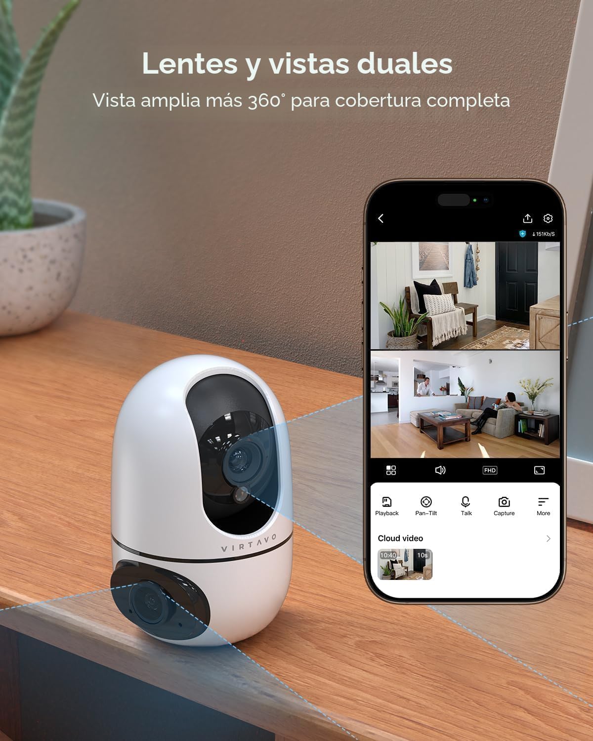 VIRTAVO Cámara para Mascotas Interior Sin Suscripción, para Perro G...
