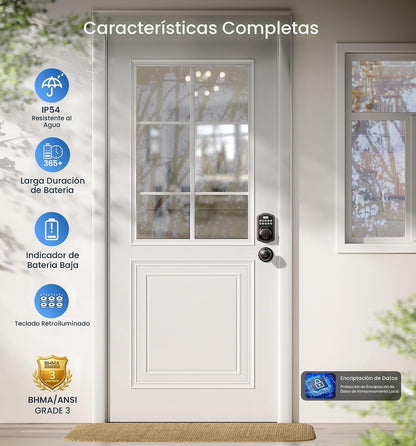 Veise Cerradura de puerta con huellas dactilares con 2 perillas - C...