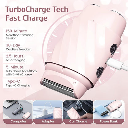 Cortador de bikini eléctrico 4 en 1 y removedor de vello facial par...