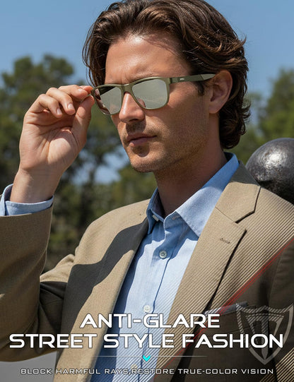 ATTCL Gafas de sol polarizadas para hombre Al-Mg Metal ultraligeras...