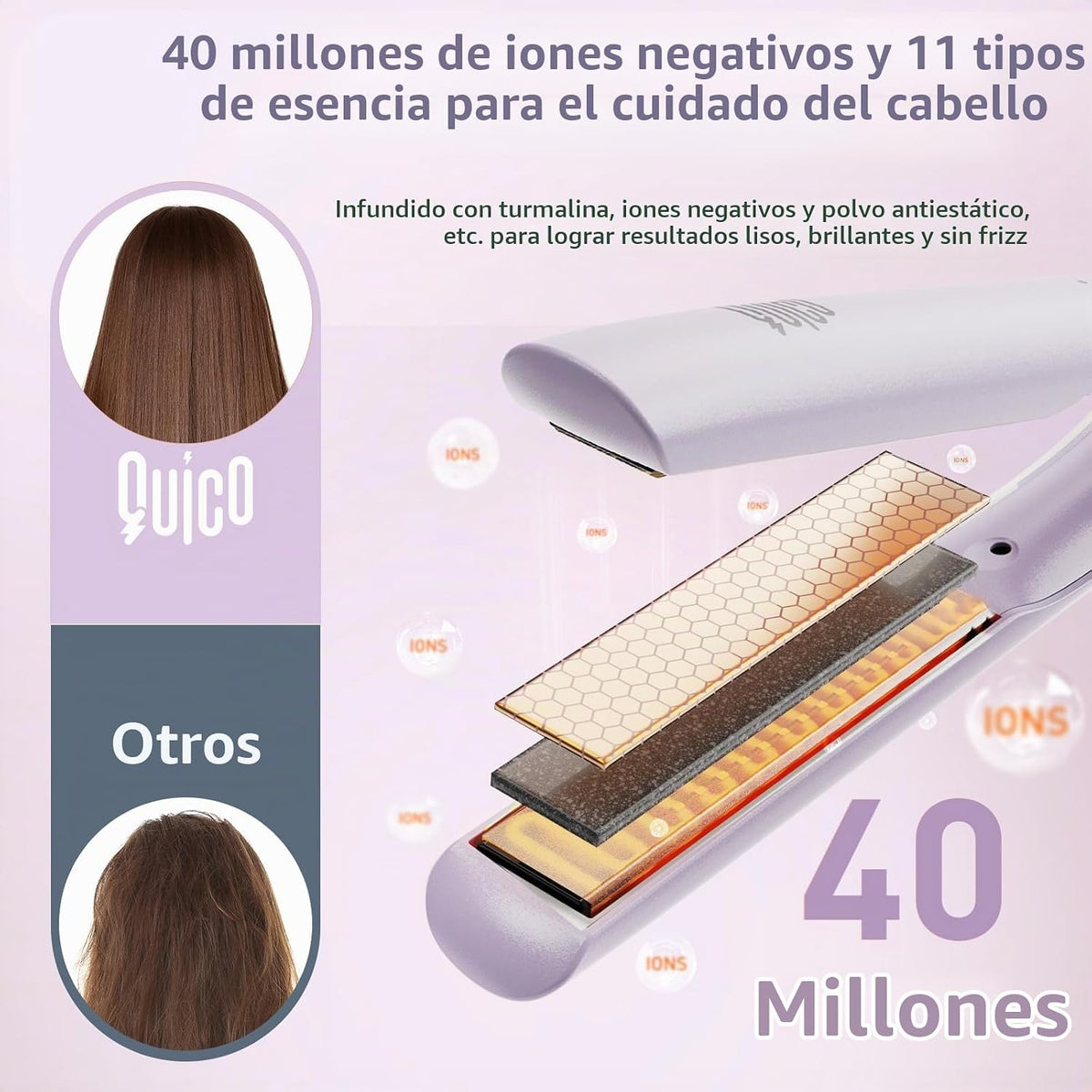 Quico Plancha de pelo, alisadora y rizadora de pelo de doble voltaj...
