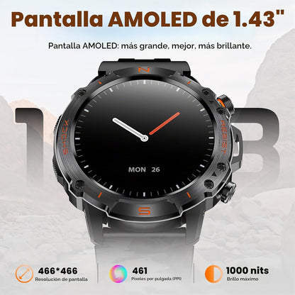 Reloj inteligente para exteriores para hombres, 1,43" AMOLED, resis...
