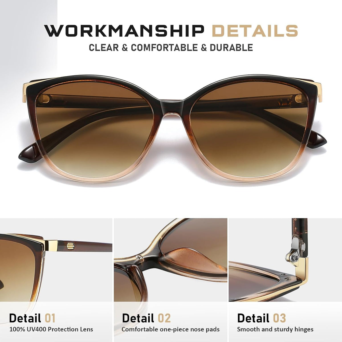Colrea Gafas de Sol Modernas con Forma de Ojo de Gato para Mujer, E...