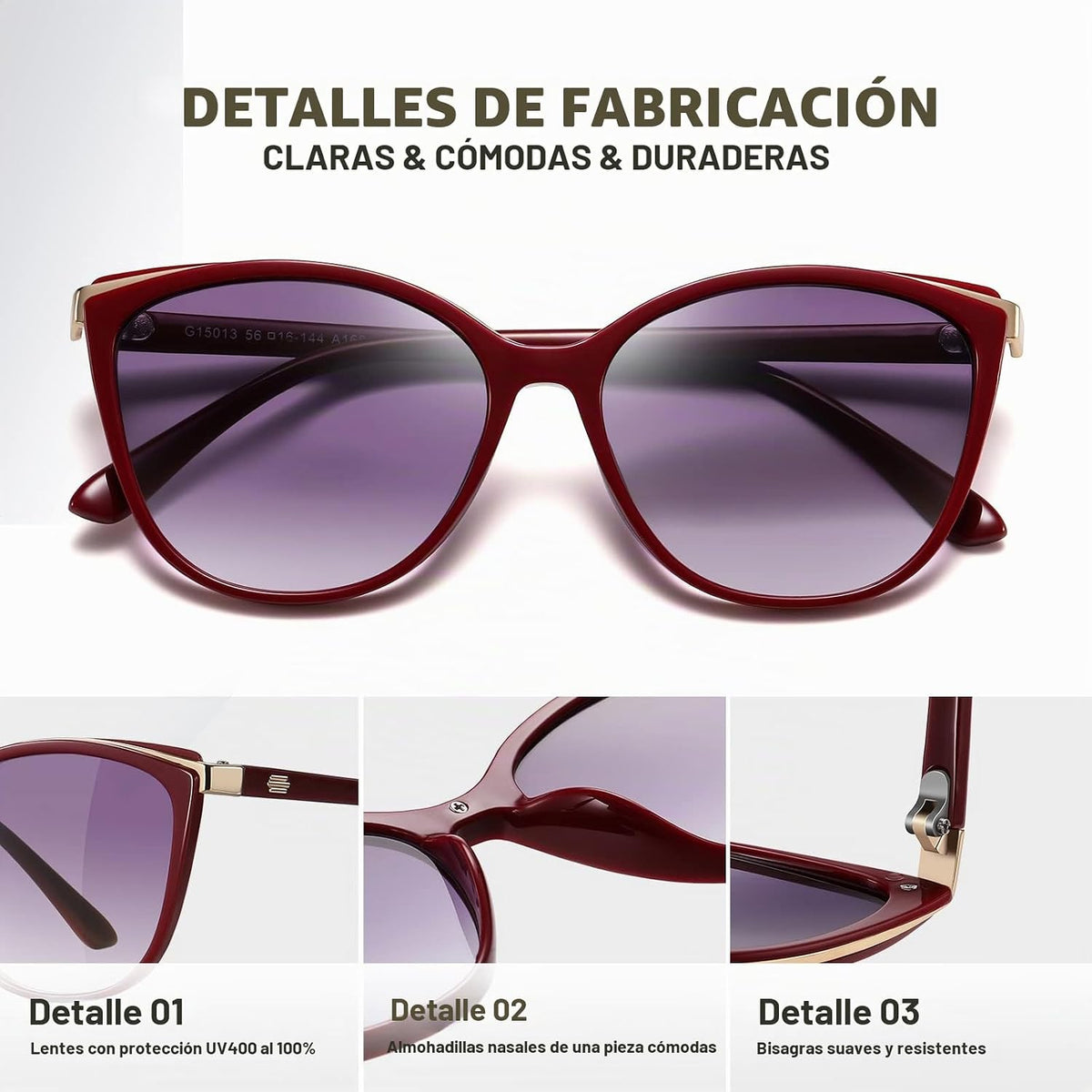 Colrea Gafas de Sol Modernas con Forma de Ojo de Gato para Mujer, E...