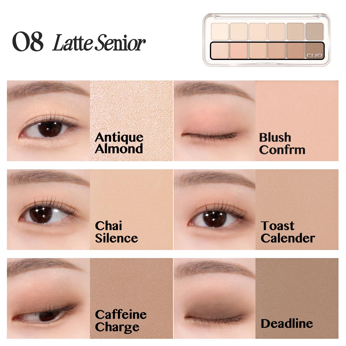 CLIO Pro - Paleta de ojos de aire, sombra de ojos portátil de 12 co...