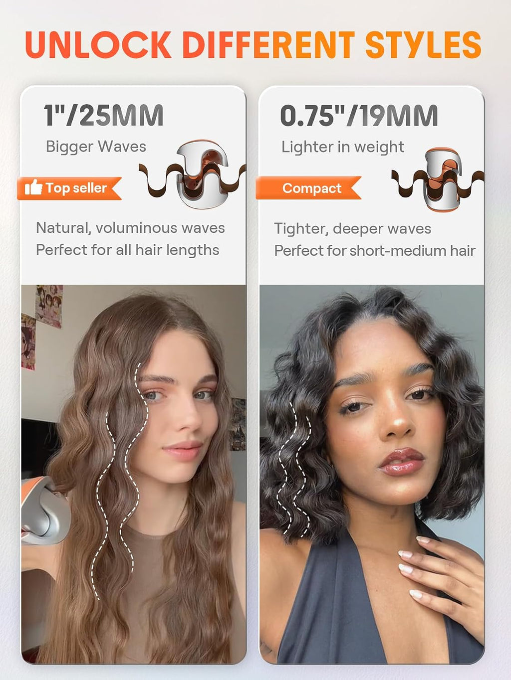 SHEGLAM Onduladora profunda de 0.75 pulgadas para cabello corto, li...