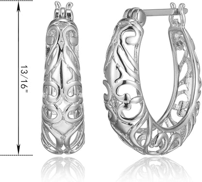 Amazon Collection - Aretes de aro de filigrana abierta en plata de ley