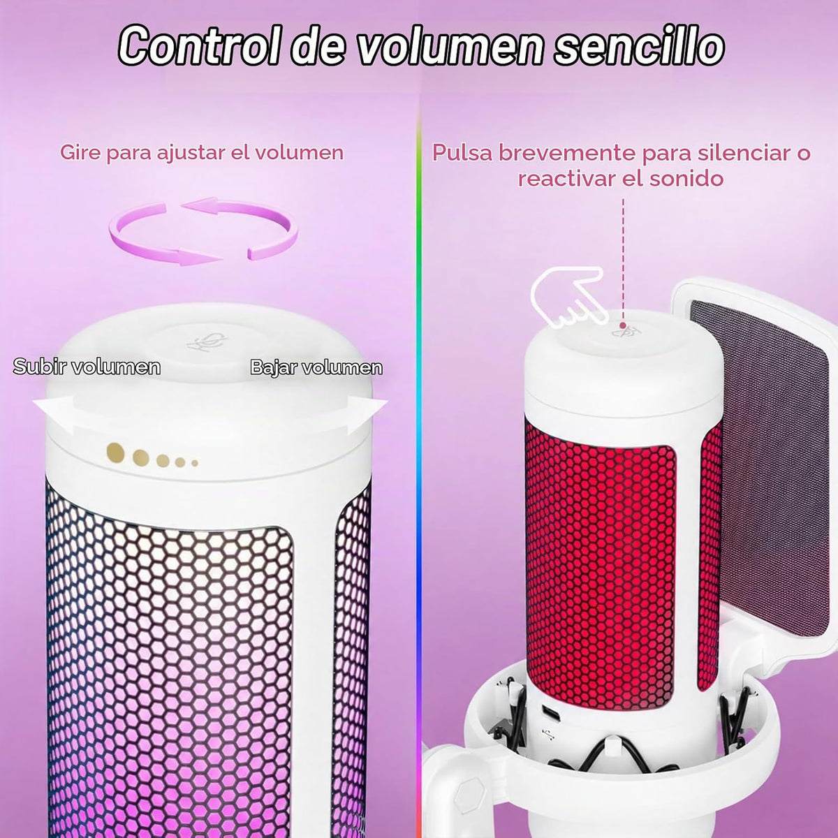 TONOR Micrófono para juegos, micrófono de PC RGB, micrófono USB de...