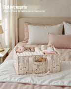 Organizador de pañales floral de Blissful Diary, elegante cesta de...