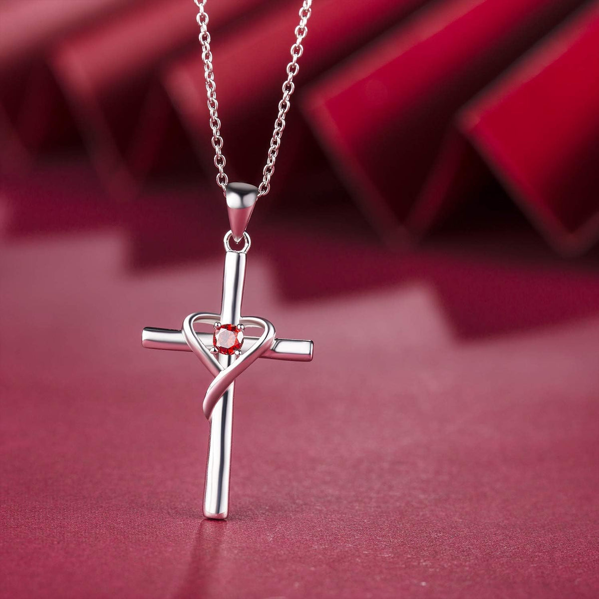AmorAime Collar con cruz de plata de ley 925 para mujeres y hombres...