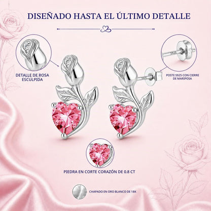 JACUPO Aretes de tuerca con piedra natal de corazón rosa de 0.8 qui...