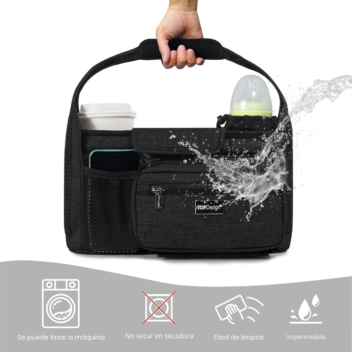 TOPDesign Organizador universal para cochecito de bebé, carrito de...