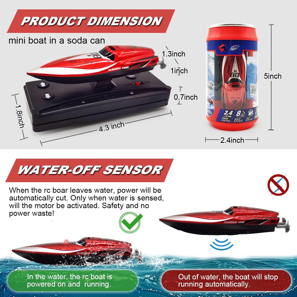 LAFALA Mini Barco RC de 2,4 GHz con caída de 360 ° para Carga USB...