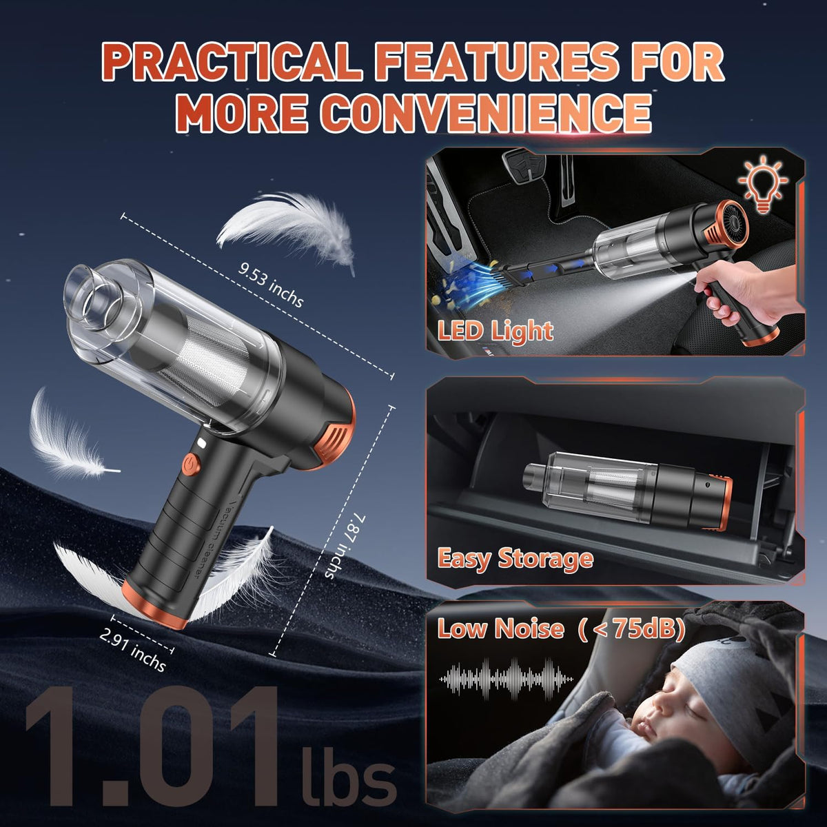 KMM Aspirador de mano para coche, aspiradora de mano 10000PA y plum...