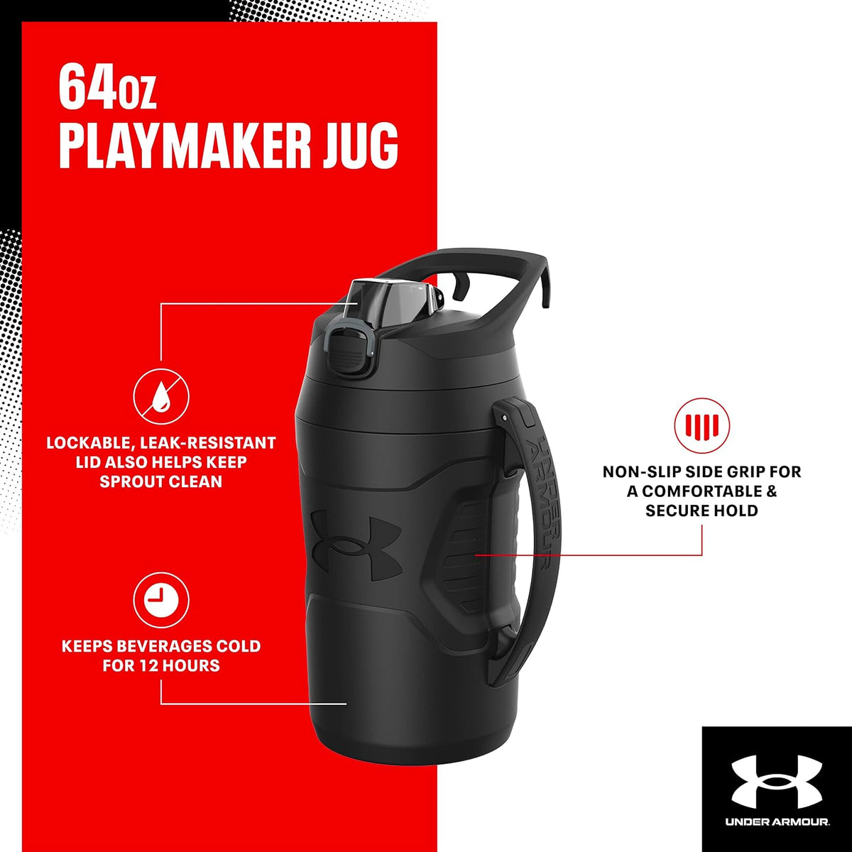 Under Armour Botella de agua aislada con asa y gancho para cerca, j...